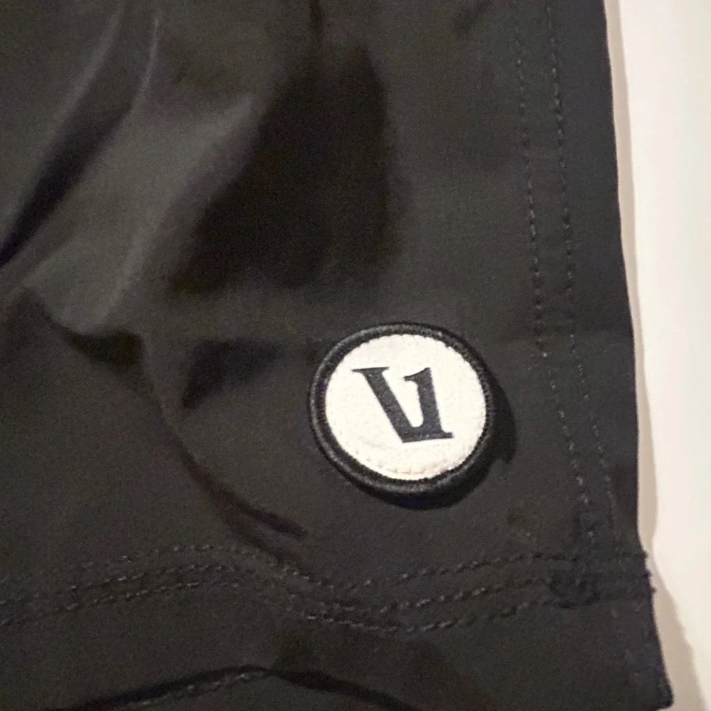 Vuori Black Athletic Shorts with White Drawcord